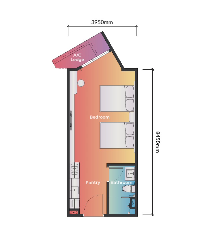 Exsim Penang_Noordinz Suites_Layout_Type A 377sq.ft. Studio.