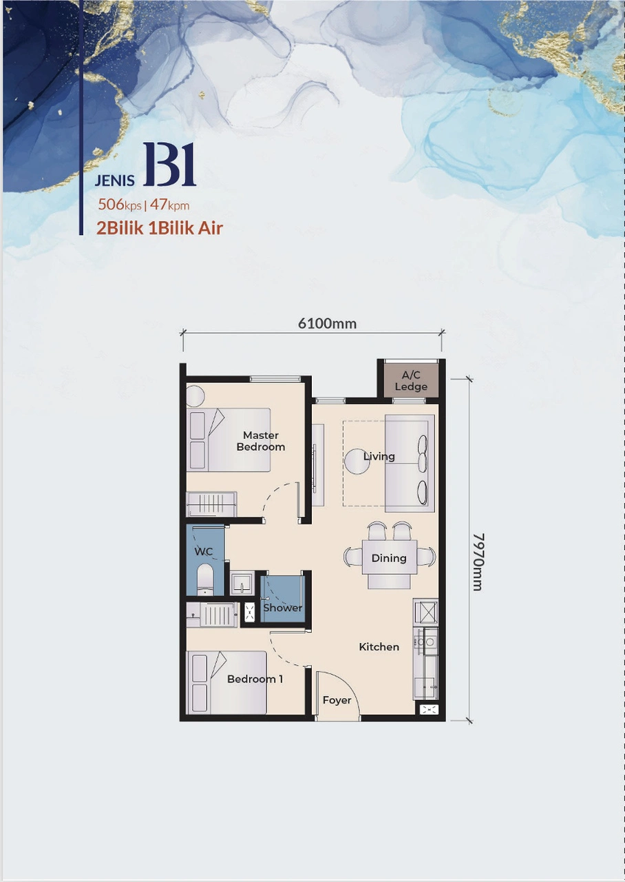 Exsim Terengganu_Qubaz Suites_Facilities_Layout Type B