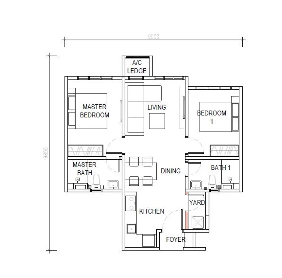 Exsim New Project_Exsim Kwasa Damansara_D Evia Residences_Layout_Type A_657 sft