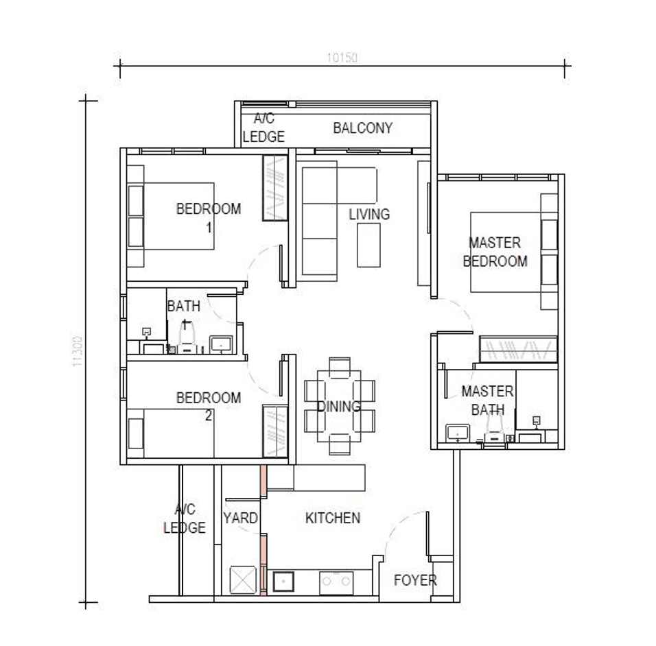 Exsim New Project_Exsim Kwasa Damansara_D Evia Residences_Layout_Type B3_958 sft