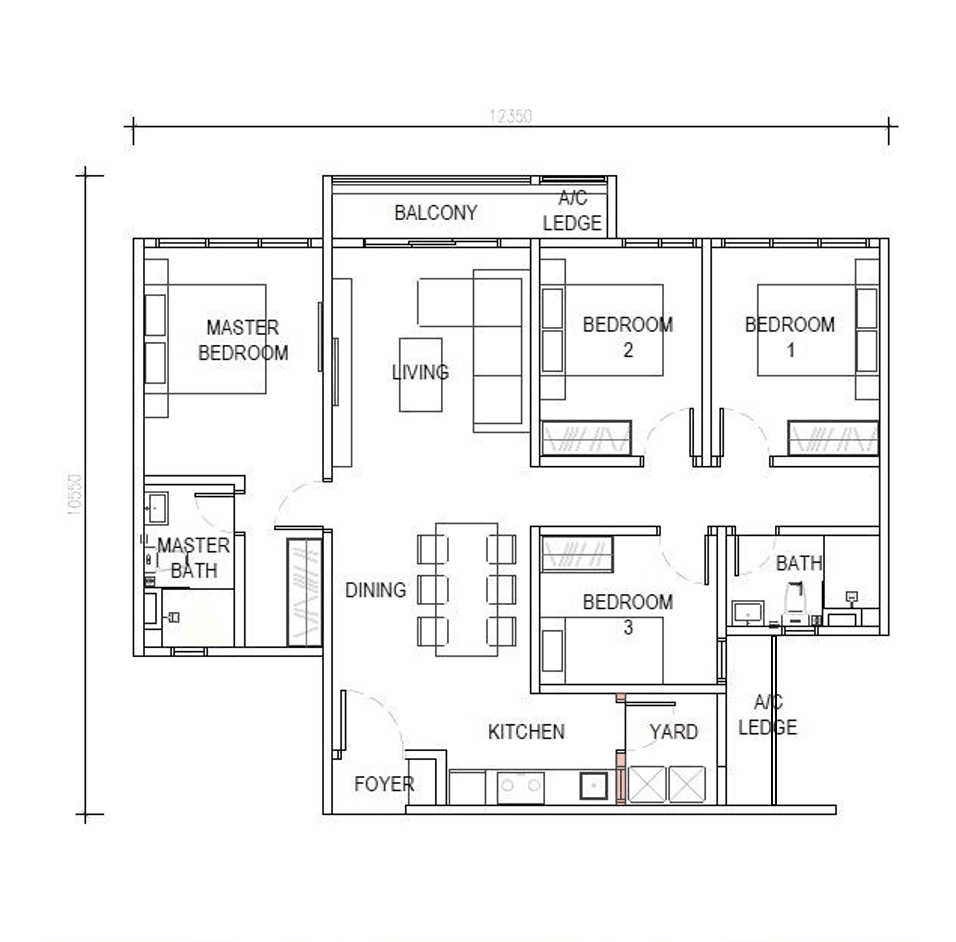 Exsim New Project_Exsim Kwasa Damansara_D Evia Residences_Layout_Type C_1109 sft