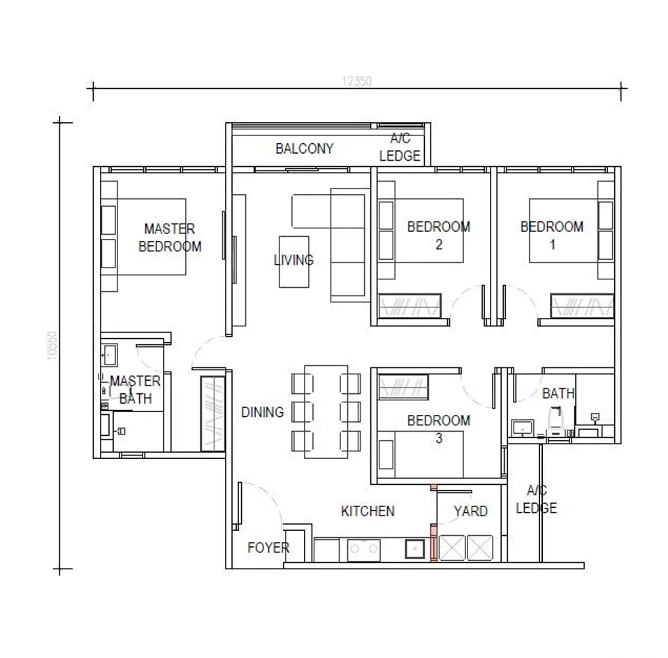 Exsim New Project_Exsim Kwasa Damansara_D Evia Residences_Layout_Type C_1109 sft