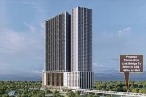 exsim-new-project-exsim-ciq-causewayz-square-jbcc-facade-tower-d Tower D of Causewayz Square @ JBCC by EXSIM, featuring modern architectural lines and connectivity proposal linking to CIQ and Komtar JBCC