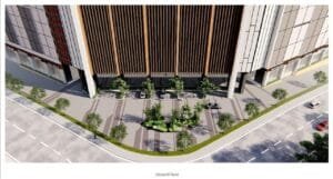 exsim-new-project-exsim-ciq-causewayz-square-jbcc-facilities-ground-floor 1 Top view of main drop-off zone at EXSIM CIQ Causewayz Square @ JBCC, showing road access, parking, and landscaped urban design.