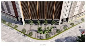 exsim-new-project-exsim-ciq-causewayz-square-jbcc-facilities-ground-floor 1 Top view of main drop-off zone at EXSIM CIQ Causewayz Square @ JBCC, showing road access, parking, and landscaped urban design.