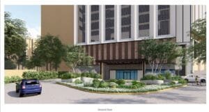 exsim-new-project-exsim-ciq-causewayz-square-jbcc-facilities-ground floor 2 Landscaped driveway entrance at EXSIM CIQ Causewayz Square @ JBCC, with car drop-off point and surrounding greenery on the ground floor.