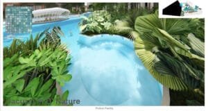 exsim-new-project-exsim-ciq-causewayz-square-jbcc-facilities-jacuzzi-in-d’nature Nature-inspired Jacuzzi facility at Causewayz Square @ JBCC by EXSIM, set within a lush landscaped podium area with mosaic tiles and water features
