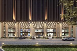 exsim-new-project-exsim-ciq-causewayz-square-jbcc-facilities-tower-a-and-c-ground-floor-drop-off-lobby Grand drop-off lobby at Causewayz Square @ JBCC Tower A & C by EXSIM, featuring modern architectural lighting and upscale retail frontage
