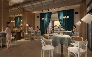 Music Lounge & Social Room | Bedrock Jesselton Doclands | Exsim sabah Project Vibrant music-themed social lounge with stage and seating area at The Bedrock @ Jesselton Docklands, a lifestyle facility by EXSIM Sabah