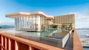 Rooftop Infinity Pool | The Bedrock Facilities EXSIM Sabah Rooftop infinity pool at The Bedrock by EXSIM Sabah, offering breathtaking sea views from Jesselton Docklands with luxury resort-style amenities