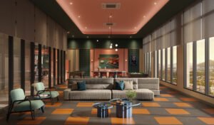 Games lounge at Keeperz Suites Penang featuring entertainment area with pool table, social seating and lifestyle-focused communal space.