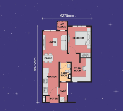 Exsim New Project_Exsim Johor_The Asteriaz @ Kebun Teh Johor _Layout Type A 560sqft