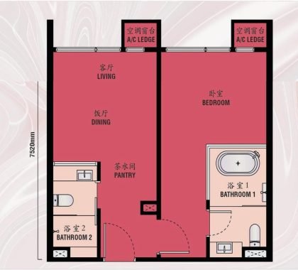 Exsim KLCC_Hanaz Suites_Layout_Type B 657sft (Dualkey)