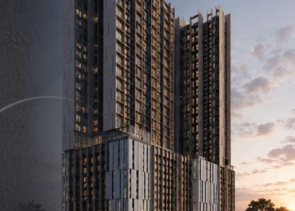 Facade rendering of The Celestz @ Kebun Teh serviced apartment development in Johor Bahru